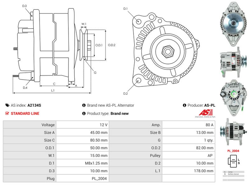 AS-PL A2134S Alternator