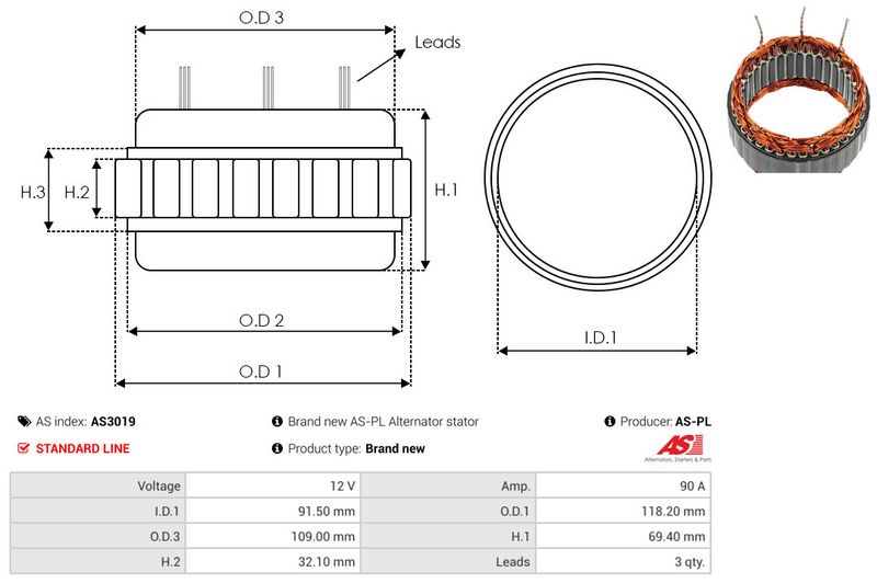 Staator, generaator, AS-PL AS3019