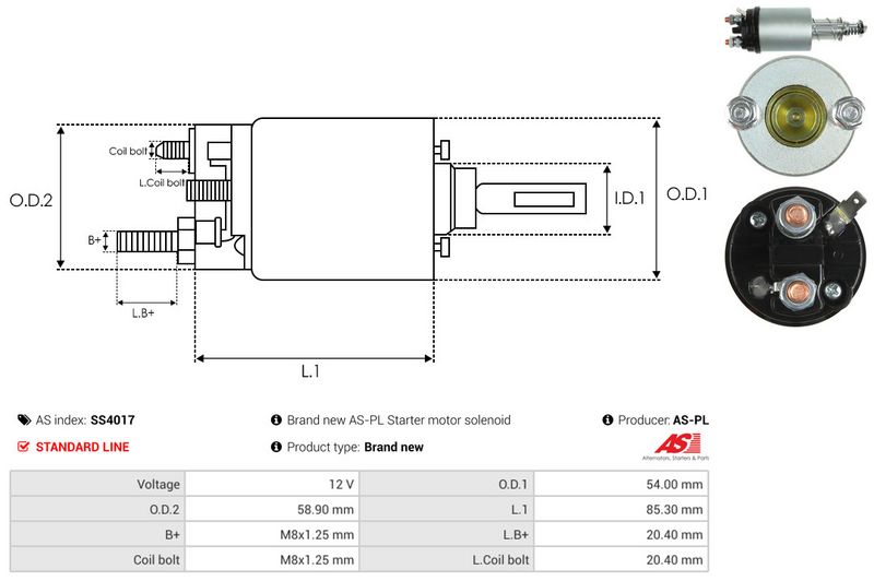 AS-PL SS4017 Solenoid Switch, starter
