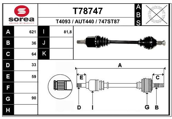 EAI hajtótengely T78747