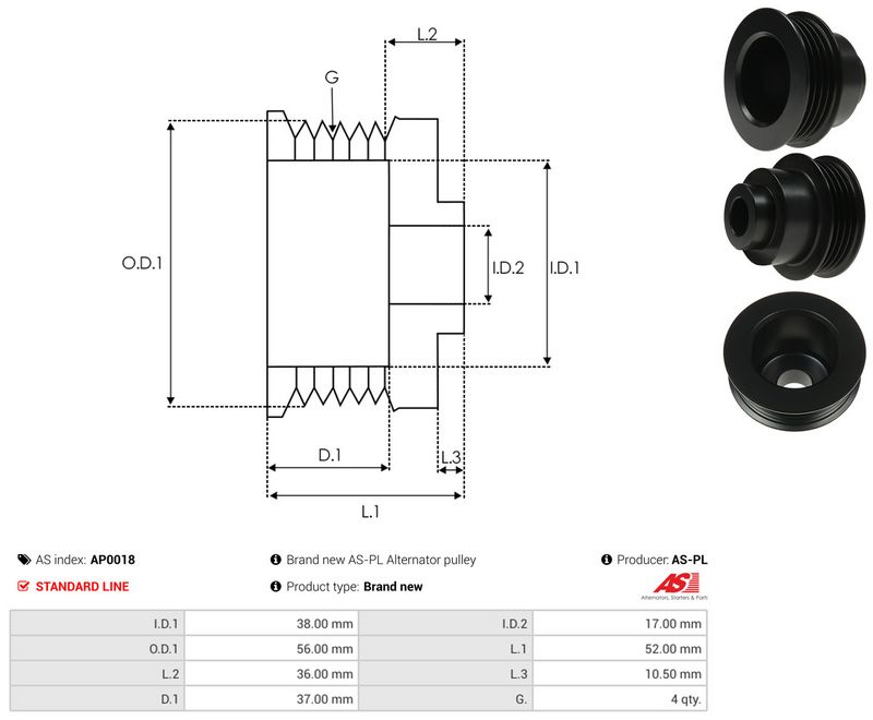 Rihmaratas, generaator, AS-PL AP0018
