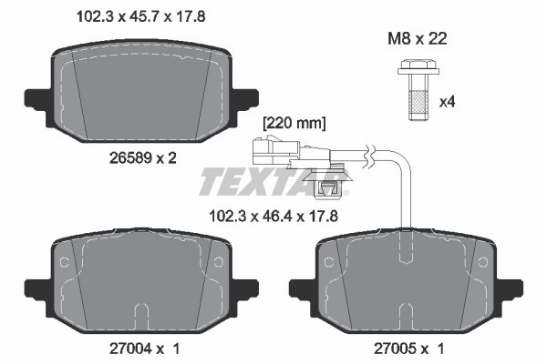 комплект спирачно феродо, дискови спирачки TEXTAR