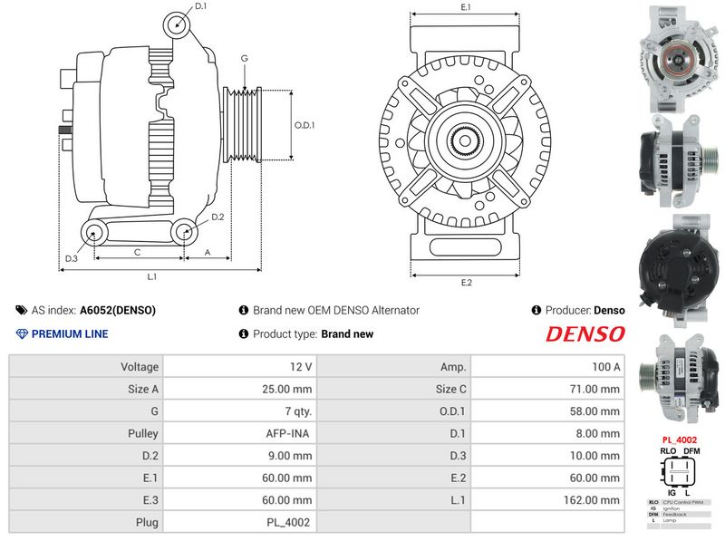 AS-PL A6052(DENSO) Alternator