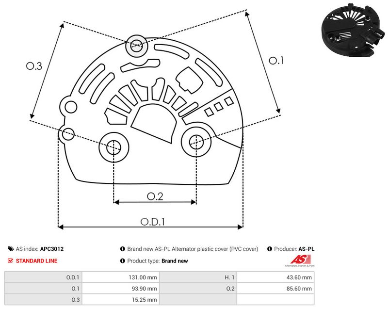 AS-PL APC3012 Protective Cap, alternator