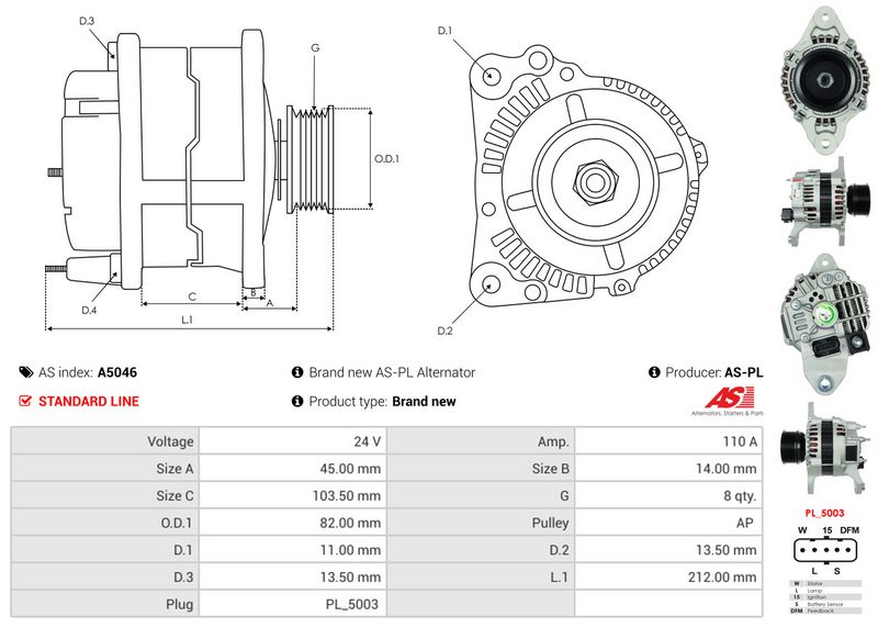 AS-PL A5046 Alternator