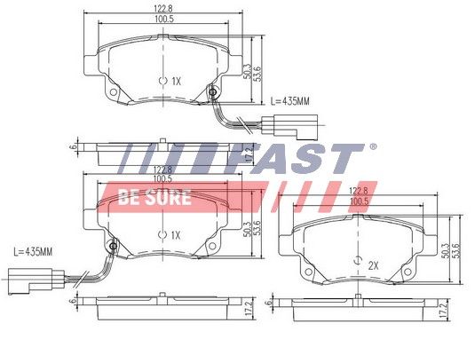 Комплект гальмівних накладок, дискове гальмо, Fast FT29523