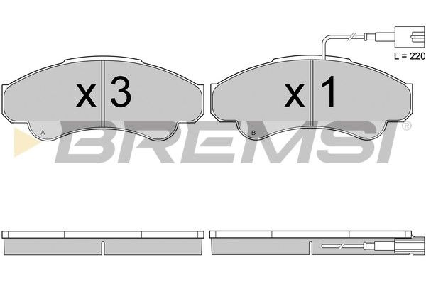 Комплект гальмівних накладок, дискове гальмо, Bremsi BP2998