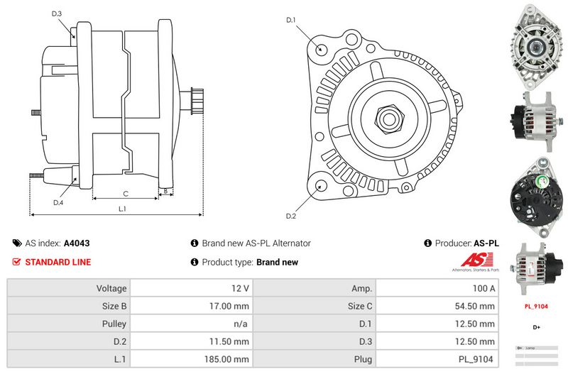 AS-PL A4043 Alternator