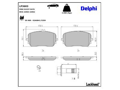 DELPHI LP3603 Brake Pad Set, disc brake