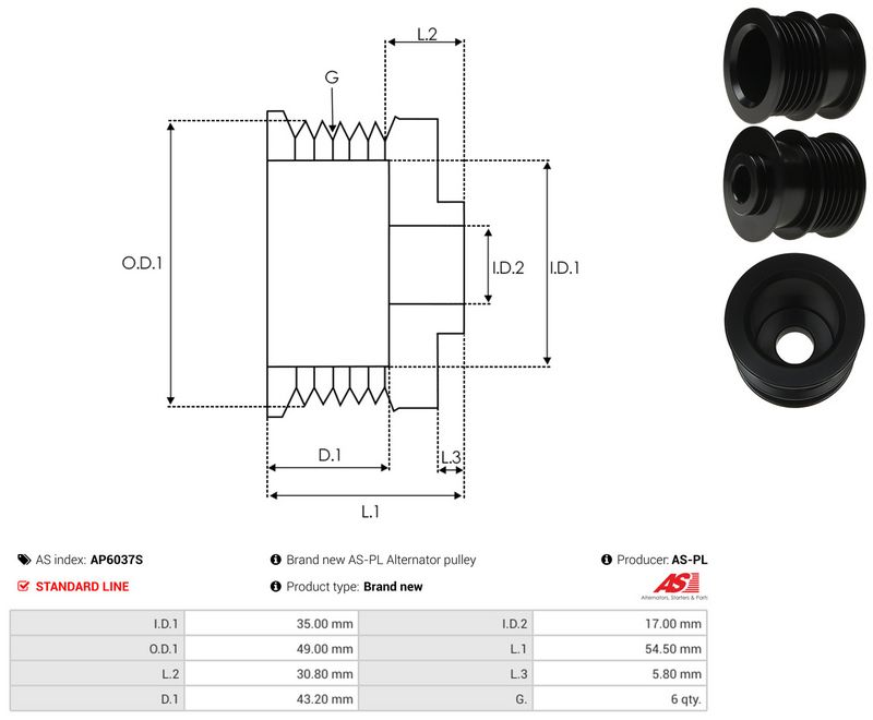 Rihmaratas, generaator, AS-PL AP6037S
