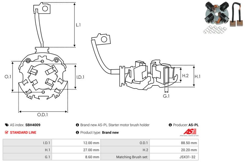 AS-PL SBH4009 Holder, carbon brushes