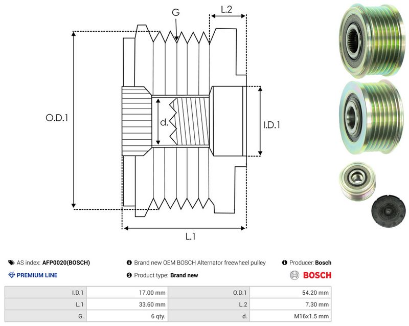 AS-PL AFP0020(BOSCH) Alternator Freewheel Clutch