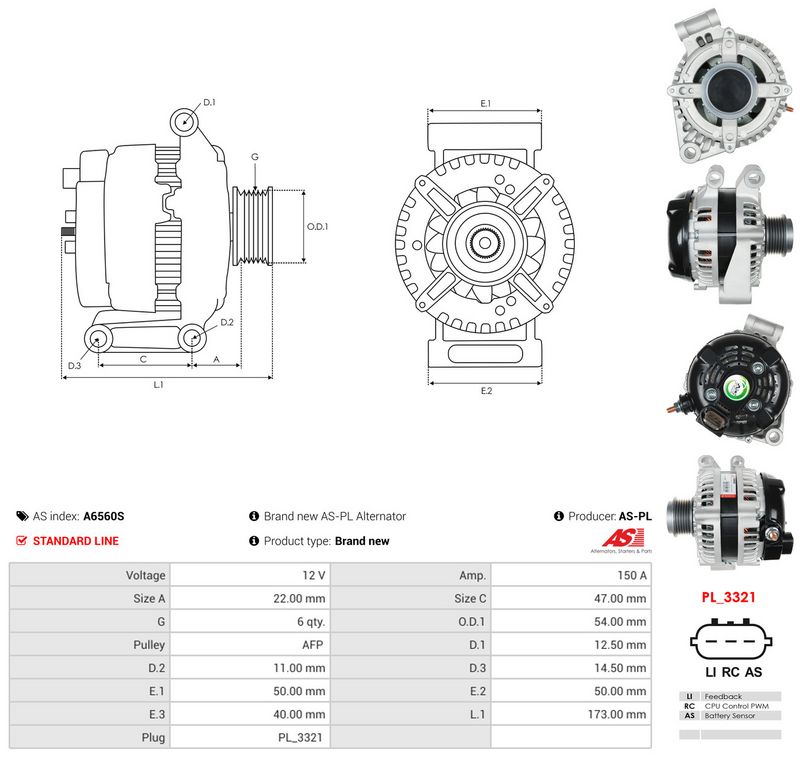 Generaator, AS-PL A6560S