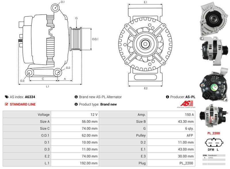 AS-PL A6334 Alternator