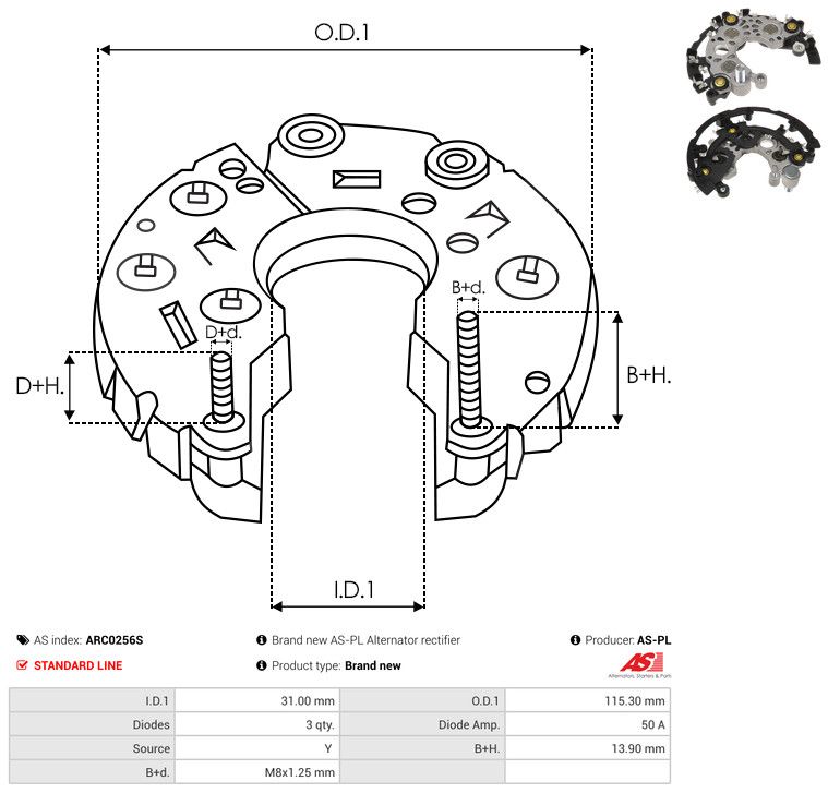 AS-PL ARC0256S Rectifier, alternator