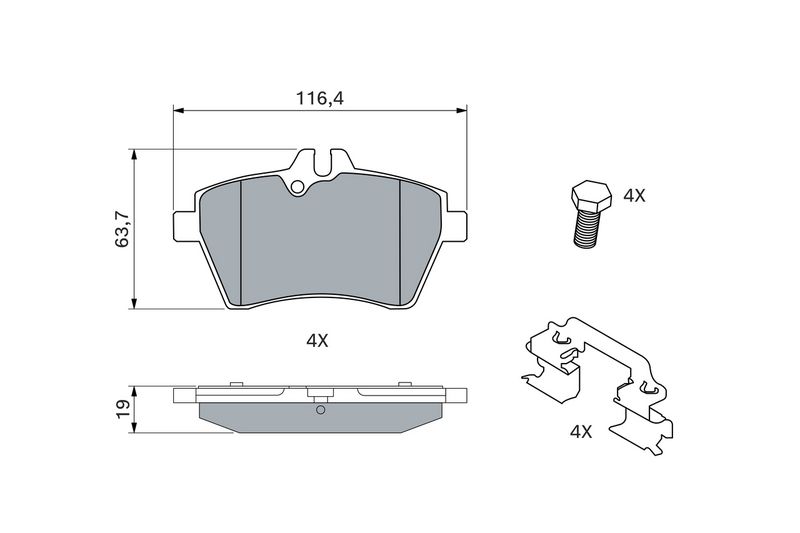 Piduriklotsi komplekt, ketaspidur, BOSCH 0 986 494 570