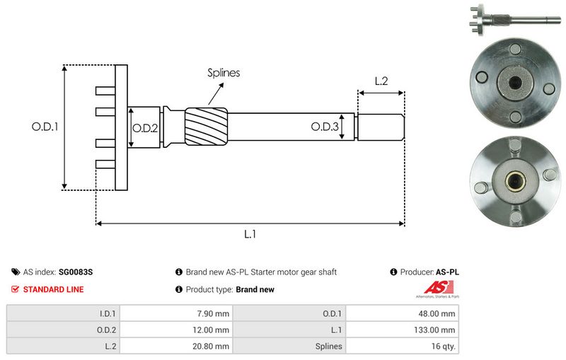 Remondikomplekt, Starter, AS-PL SG0083S