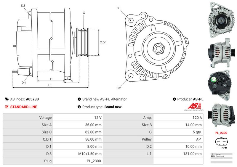 AS-PL A0573S Alternator