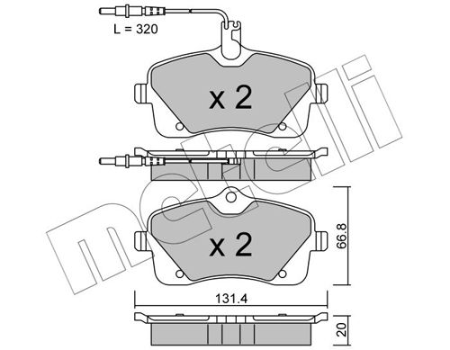 Комплект гальмівних накладок, дискове гальмо, Metelli 22-0853-0