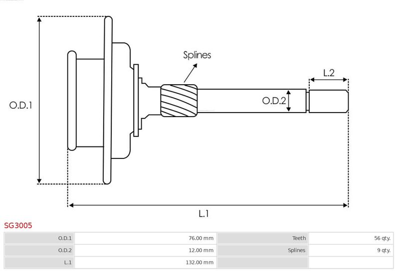 Коронна шестірня, планетарна передача (стартер), Auto Starter SG3005