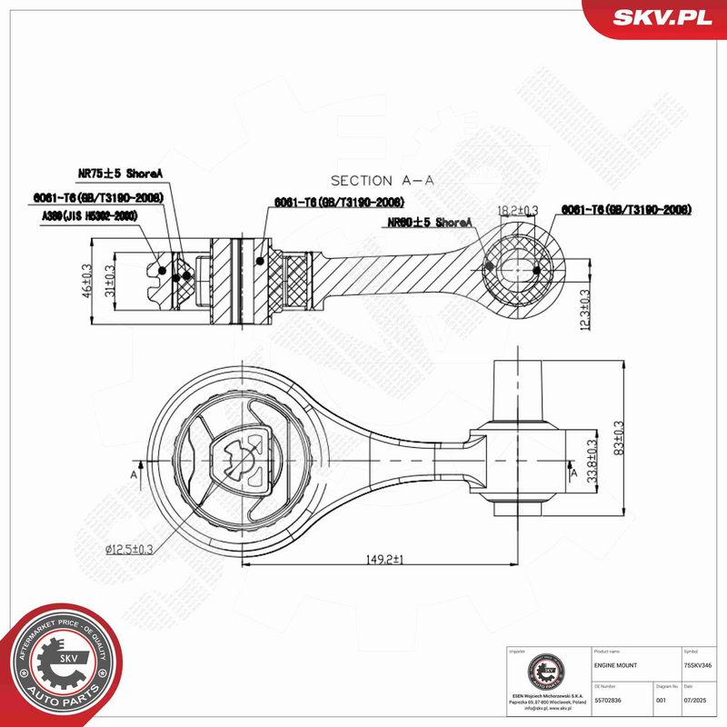 ESEN SKV 75SKV346 Mounting, engine