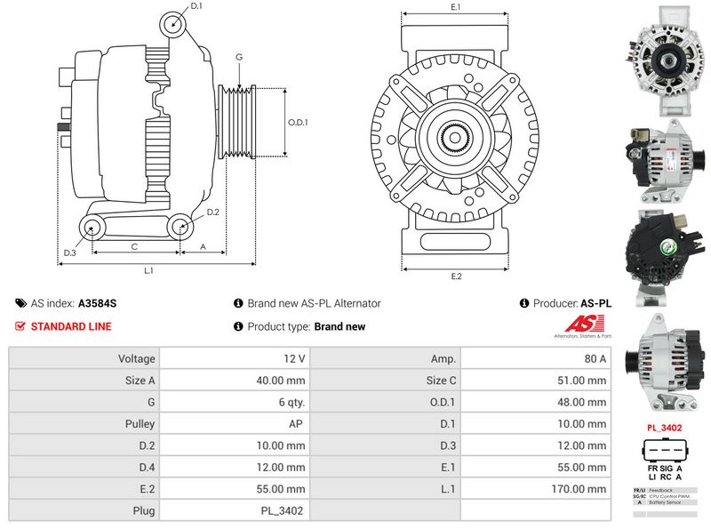 AS-PL A3584S Alternator