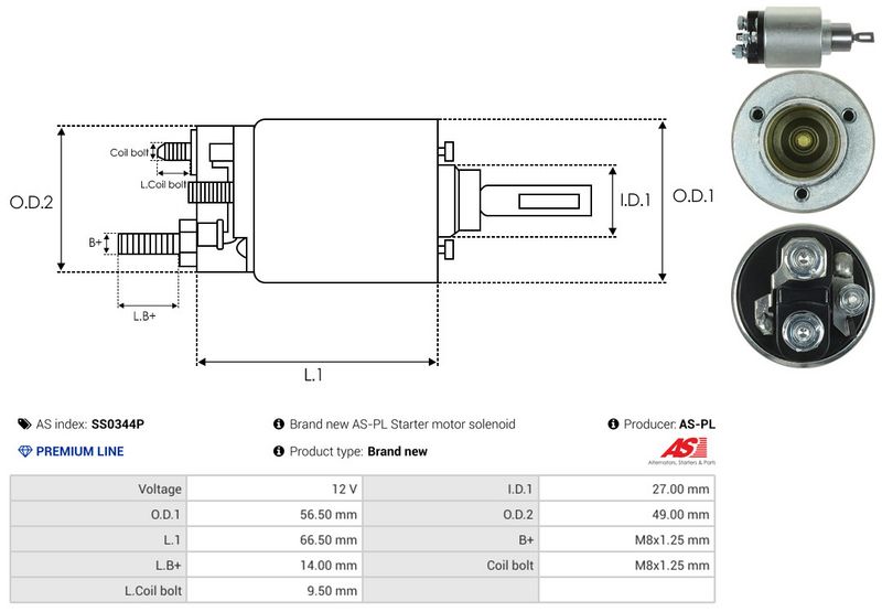 AS-PL SS0344P Solenoid Switch, starter