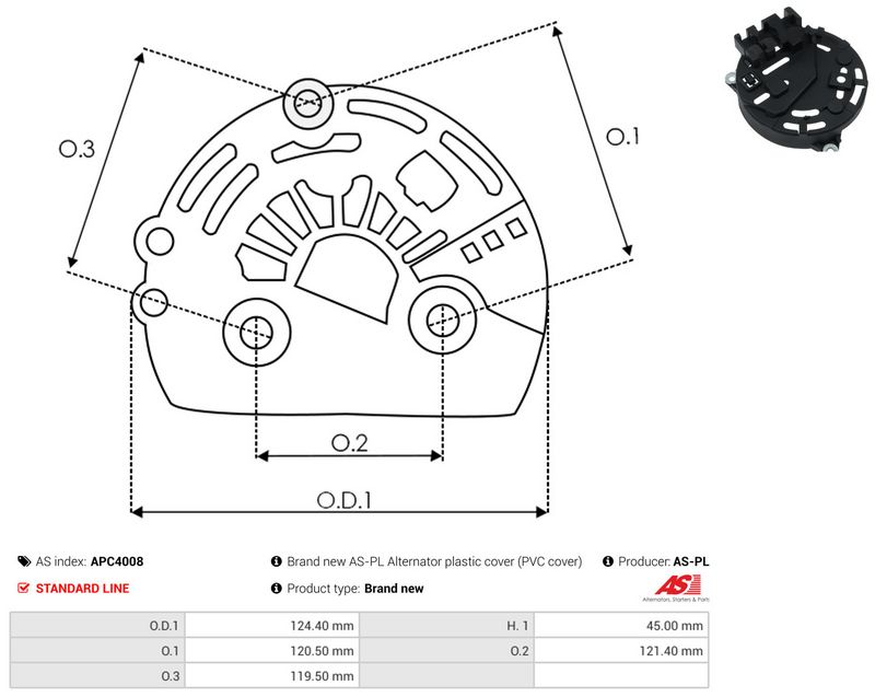 AS-PL APC4008 Protective Cap, alternator