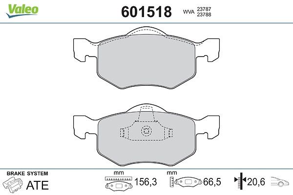 VALEO 601518 - Stabdžių kaladėlių komplektas