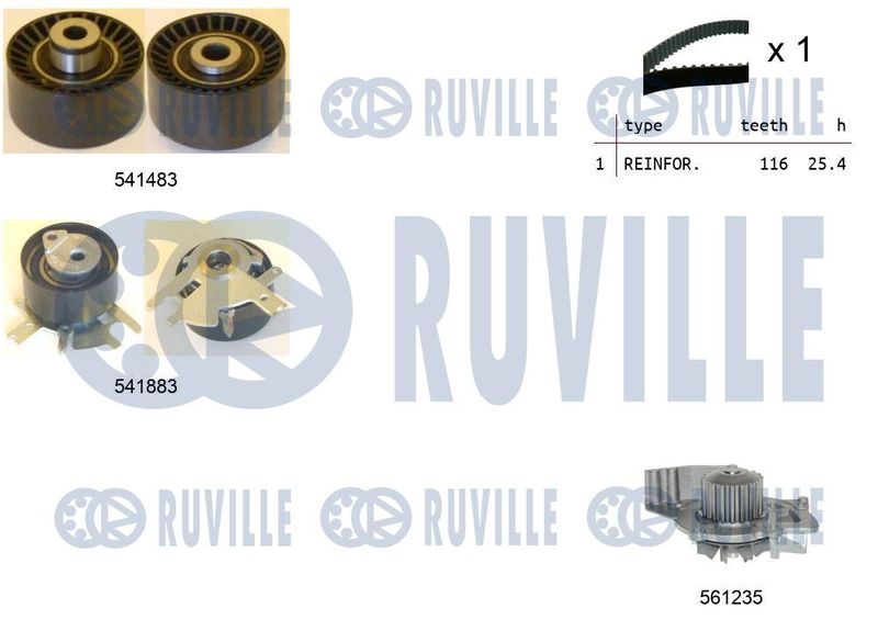 RUVILLE Vízpumpa + fogasszíj készlet 5502962