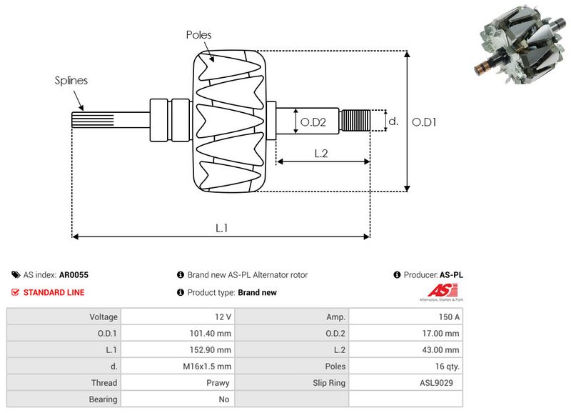 rootor, generaator, AS-PL AR0055