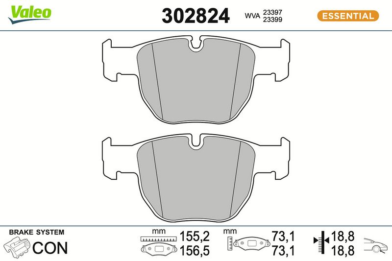 комплект спирачно феродо, дискови спирачки VALEO