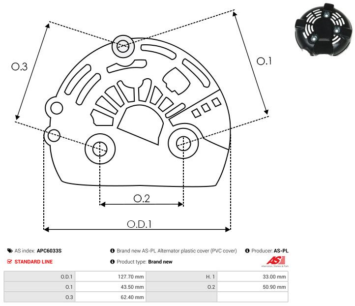 AS-PL APC6033S Protective Cap, alternator
