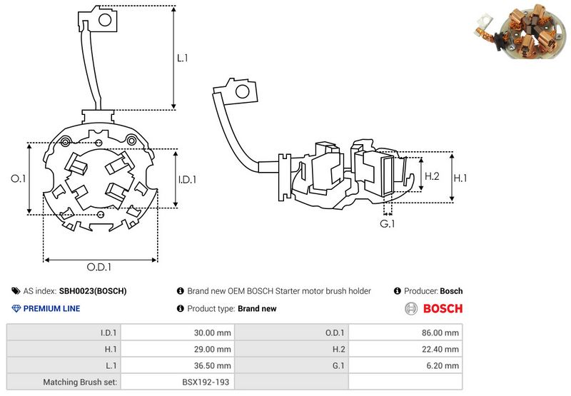 AS-PL SBH0023(BOSCH) Holder, carbon brushes