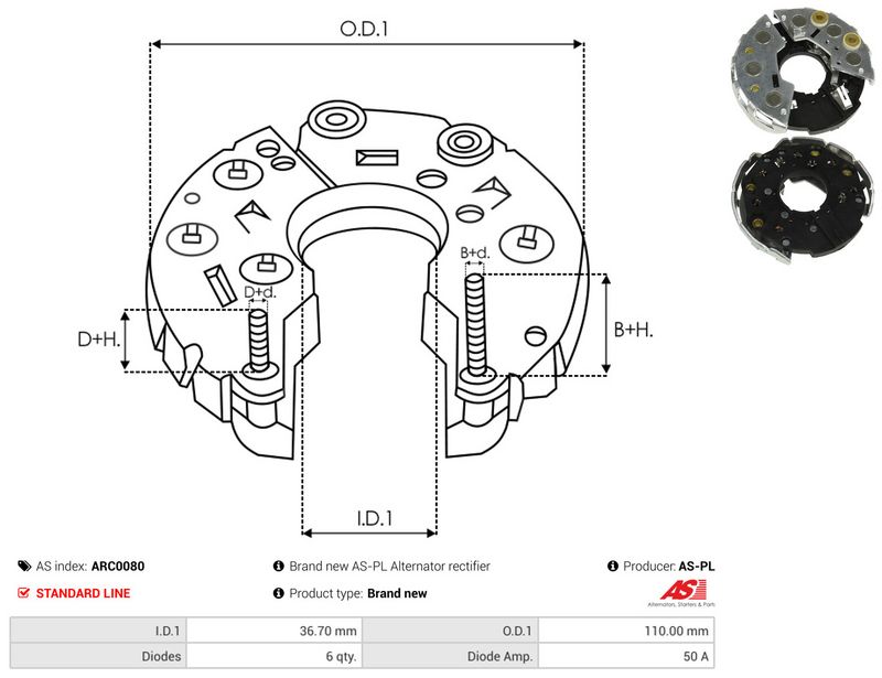 AS-PL ARC0080 Rectifier, alternator