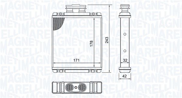 Теплообмінник, система опалення салону, Magneti Marelli 350218517000