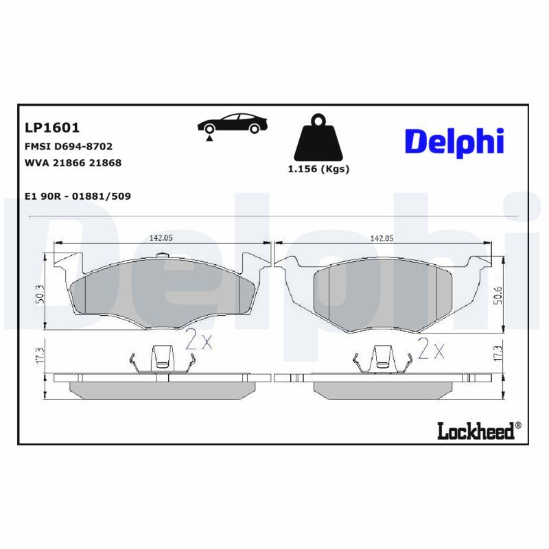 Piduriklotsi komplekt, ketaspidur, DELPHI LP1601