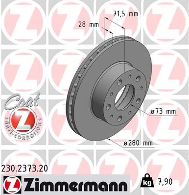 Гальмівний диск, Zimmermann 230.2373.20