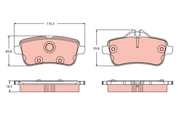 Комплект гальмівних накладок, дискове гальмо, Trw GDB2391