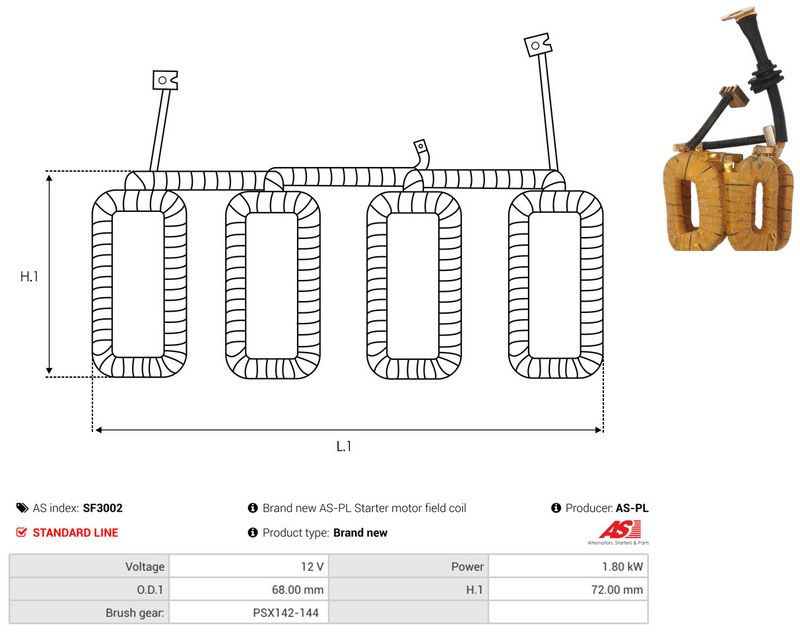 AS-PL SF3002 Field Winding, starter