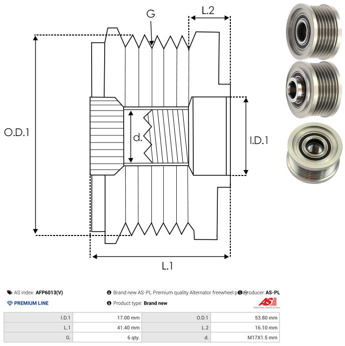 AS-PL AFP6013(V) Alternator Freewheel Clutch