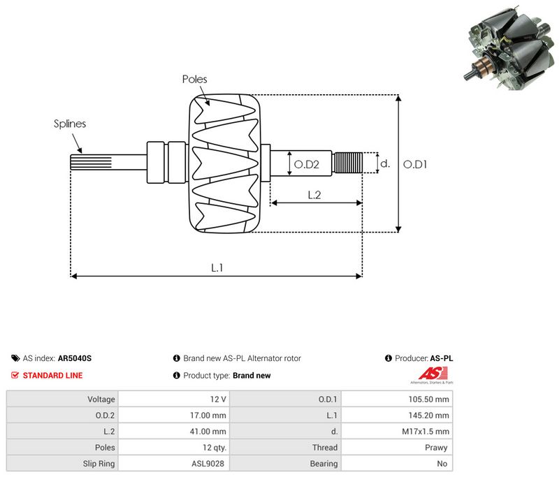 AS-PL AR5040S Rotor, alternator