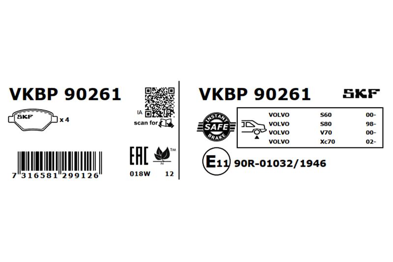 SKF VKBP 90261 Brake Pad Set, disc brake