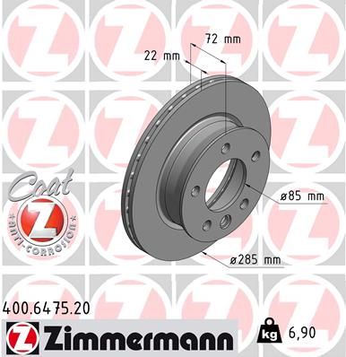 Гальмівний диск, Zimmermann 400.6475.20