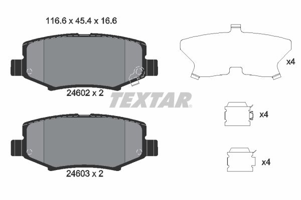 Комплект гальмівних накладок, дискове гальмо, Textar 2460201