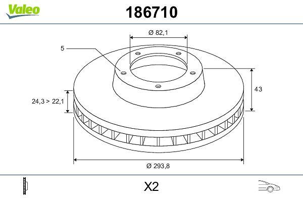 Disque+de+frein VALEO 186710