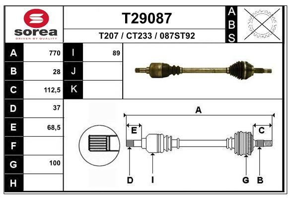 EAI hajtótengely T29087