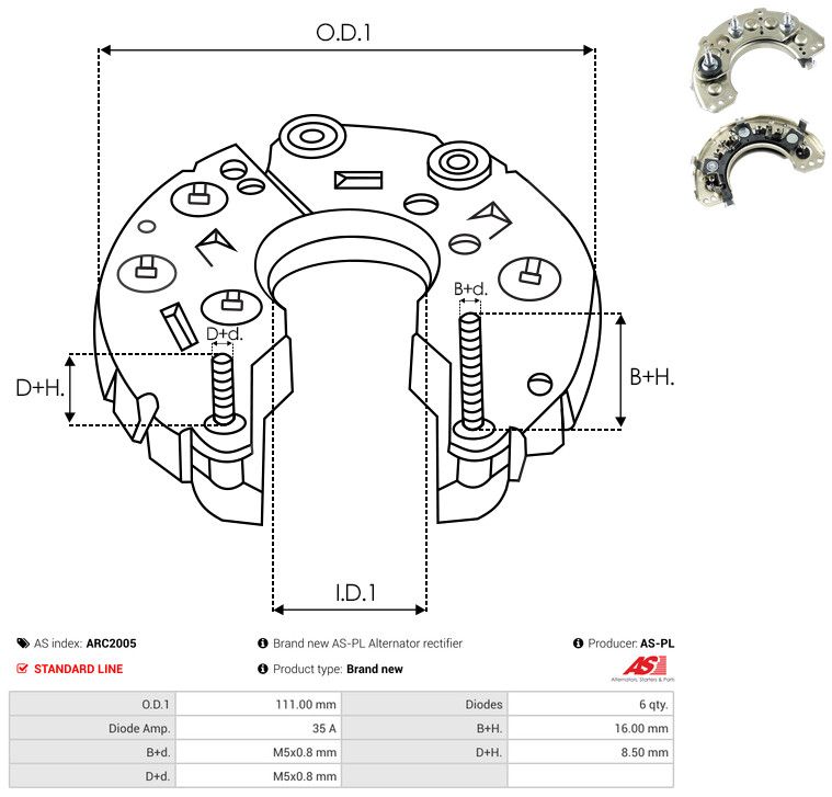 AS-PL ARC2005 Rectifier, alternator