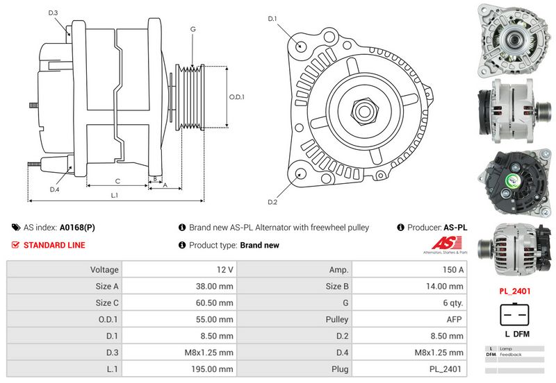 AS-PL A0168(P) Alternator