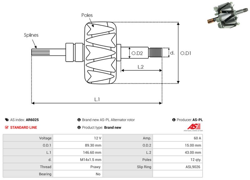AS-PL AR6025 Rotor, alternator